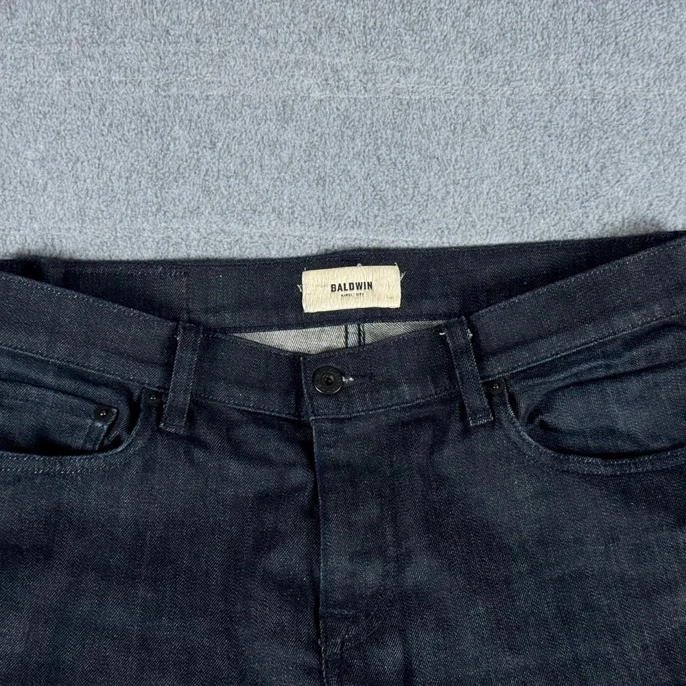 Baldwin Kansas City Brennan Modern Straight Jeans Men's 34 Dark Wash Denim USA